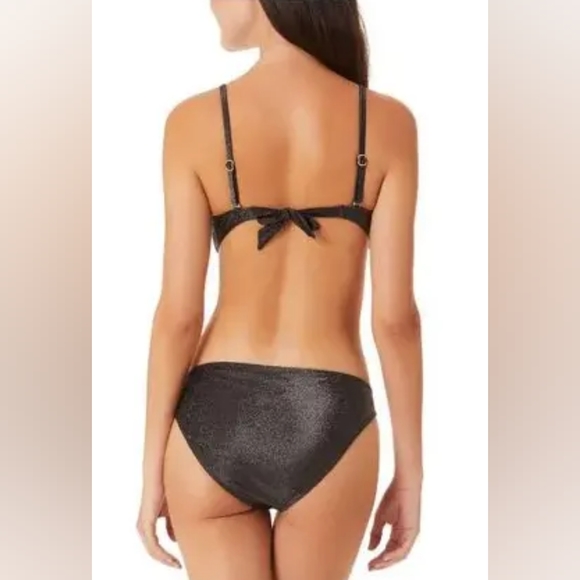 NWT, California Waves Black Metallic Shine Bandeau Top - Picture 10 of 11